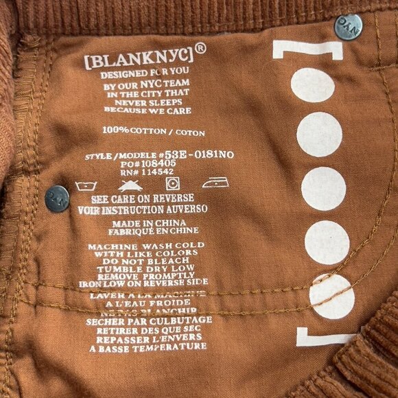 Blank NYC Women's 100% Cotton Corduroy Raw Hem Burnt Orange Skirt Size 26 - Picture 5 of 6